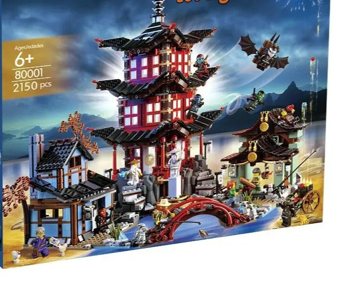 

Конструктор с изображением фильма улицы, храм ниндзя, совместим с Airjitzu, 06022, 70751, 2028 деталей, кирпичи со светодиодами, наборы игрушек, подарки