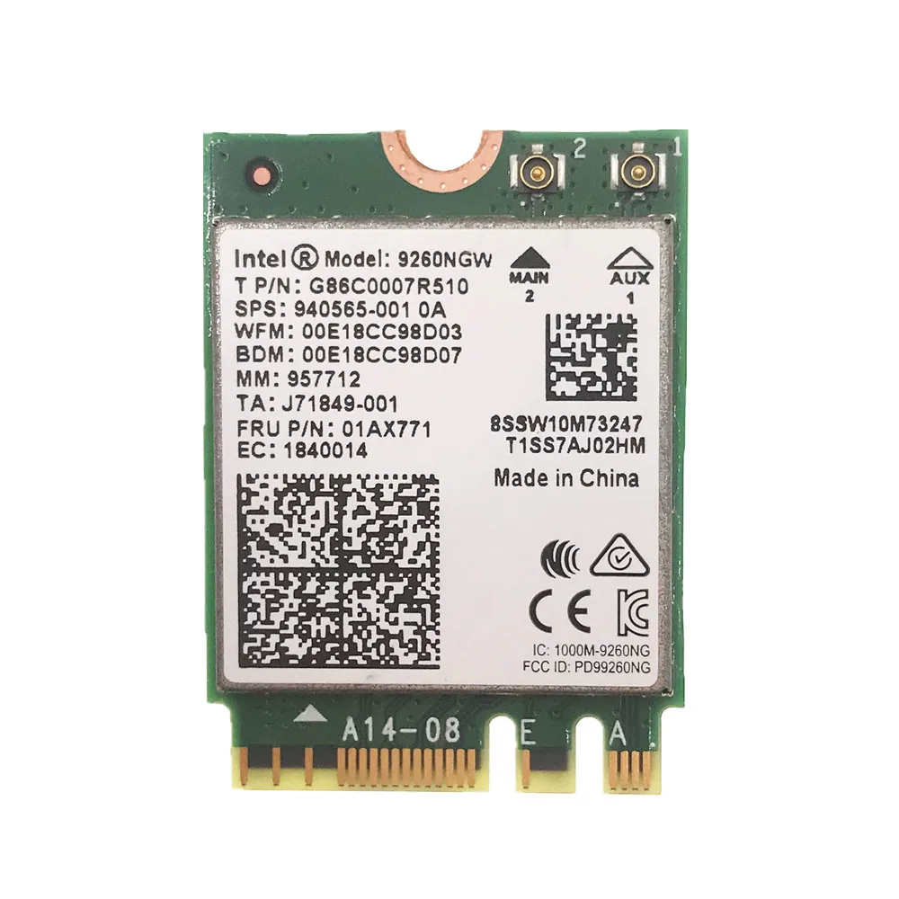 Беспроводная сетевая карта 1730 Мбит/с для Intel 9260 AC 2 4G/5 ГГц NGFF 802.11ac подходит Bluetooth 5 0