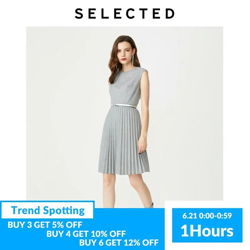 Женское прямое приталенное шерстяное Плиссированное Платье S | 41932J529|Женские