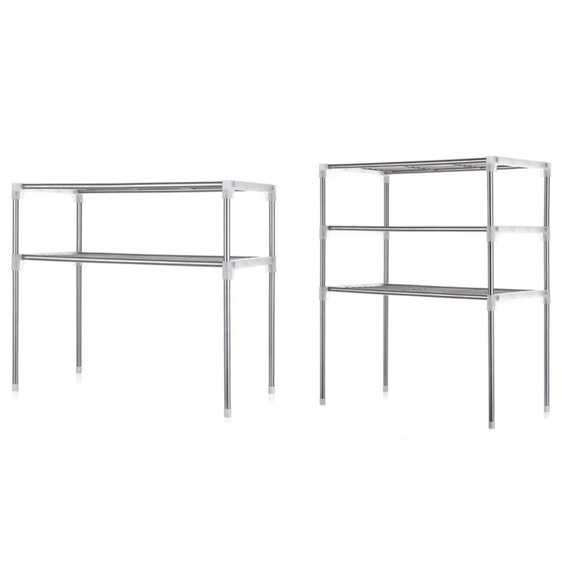 

Stainless Steel Storage Rack Kitchen Tableware Microwave Oven Stand Home Office Shelf Organizer Holder