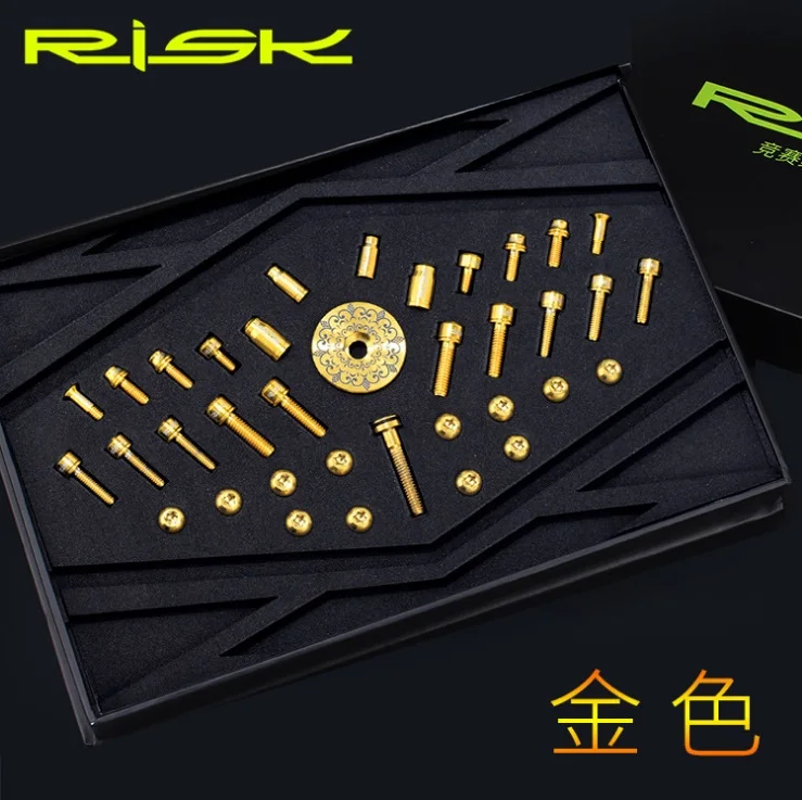 

RISK Bicycle Titanmium Alloy Screws Bolts Sets 36Pcs For MTB Road Bike Bolts SL Series TC4 Level MTB Mountain Road Bike Screw