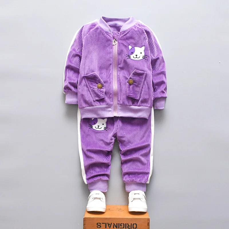 Спортивный костюм для девочек модный осенний с длинным рукавом пальто и штаны