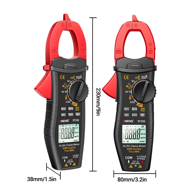 

AC DC Digital Clamp Meter Multimeter Pinza Amperimetrica True RMS High Precision Capacitance NCV Ohm Hz Tester