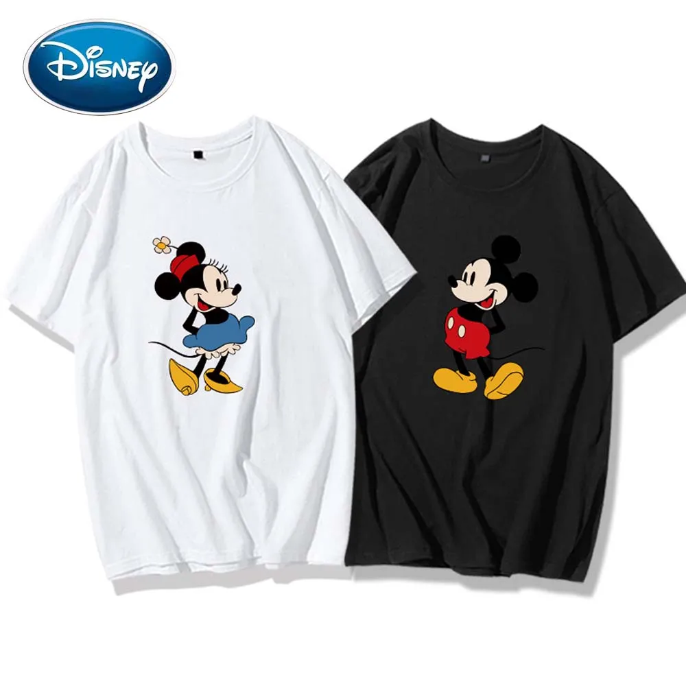 Стильная Паровая Женская футболка унисекс с мультяшным принтом Микки и Минни
