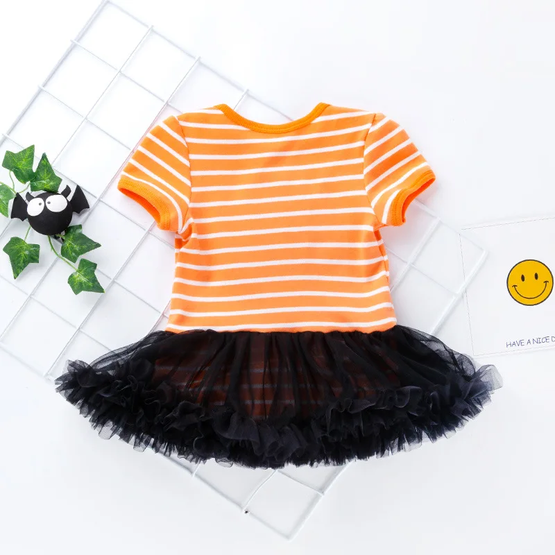 Платье в полоску для маленьких девочек на Хэллоуин платье новорожденных одежда