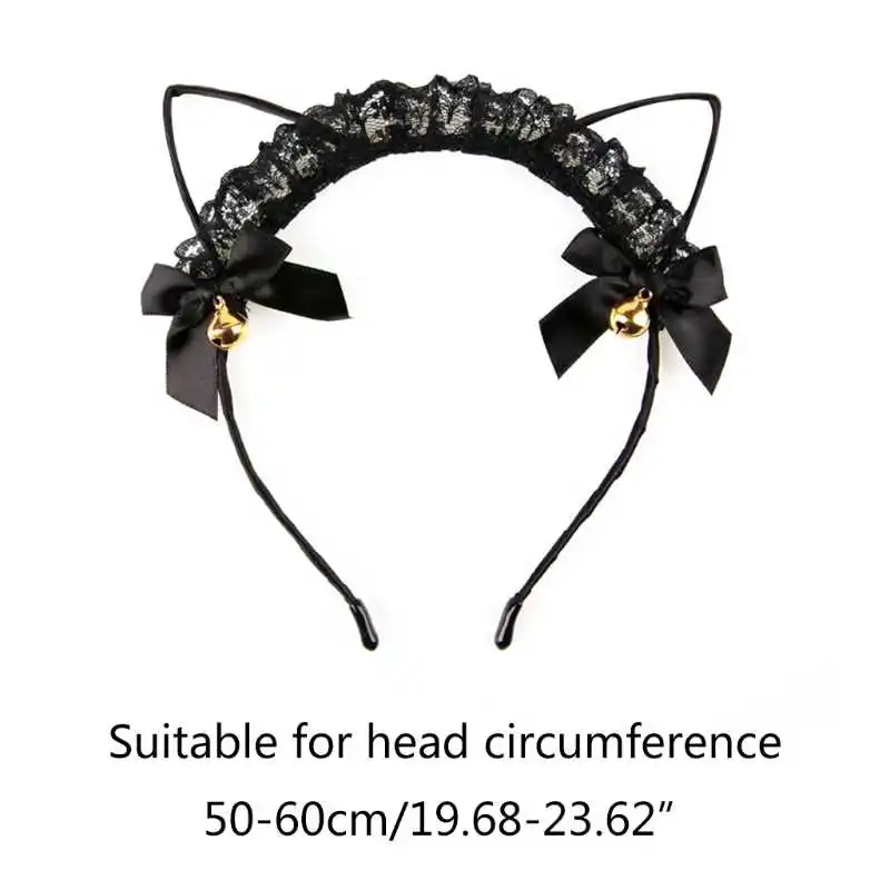 

Ears cosplay with small bowknot bells drooled hair hoop 649c