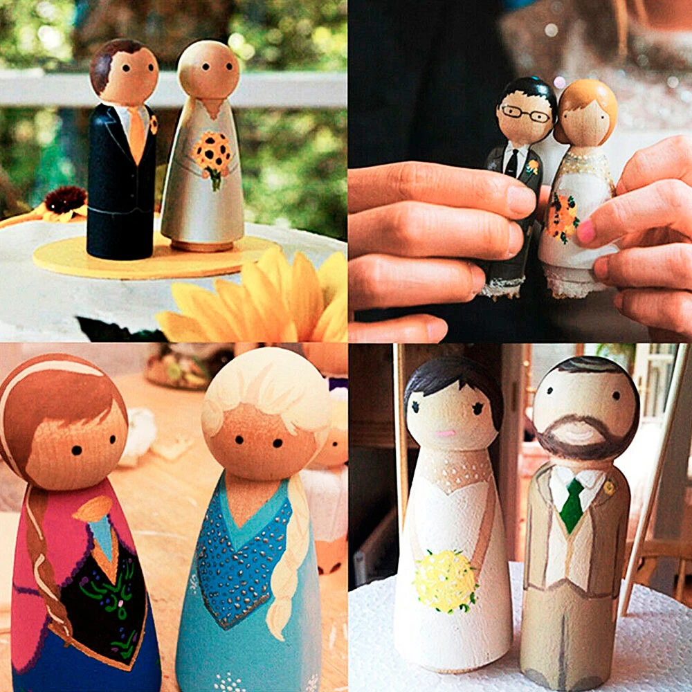 53PcsSolid твердых пород дерева людей разных Размеры естественные необработанные