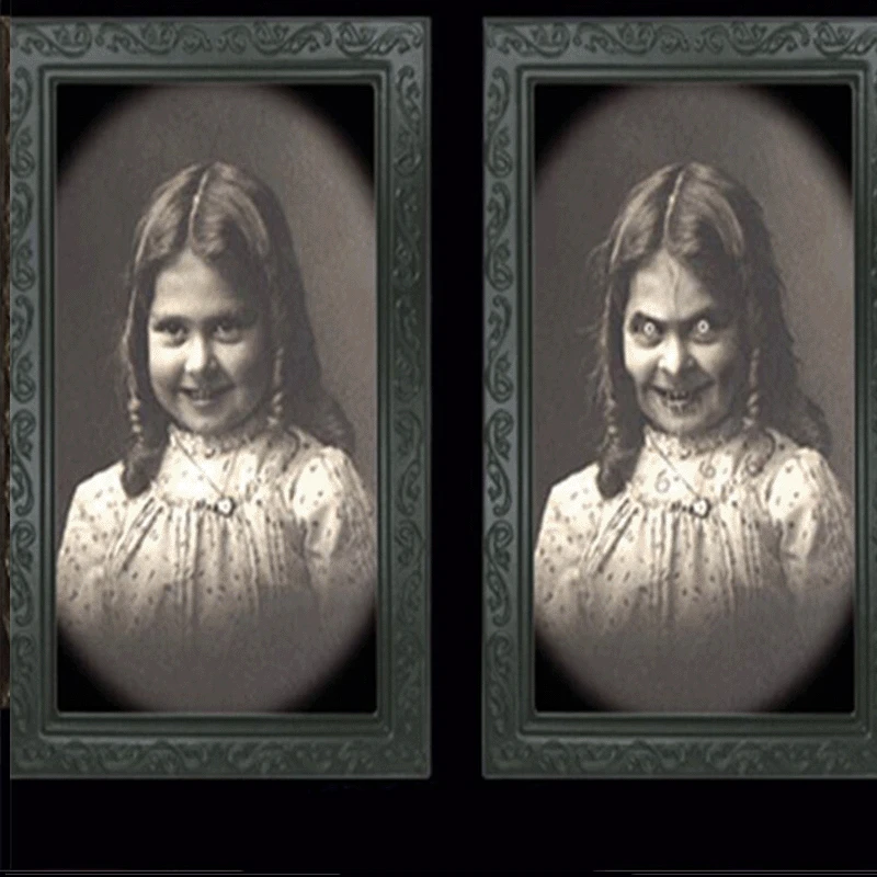 

3D фоторамка с изменением призраков для Хэллоуина, декоративная огромная атмосфера ужаса, подвесная декоративная ужасная фокусировка