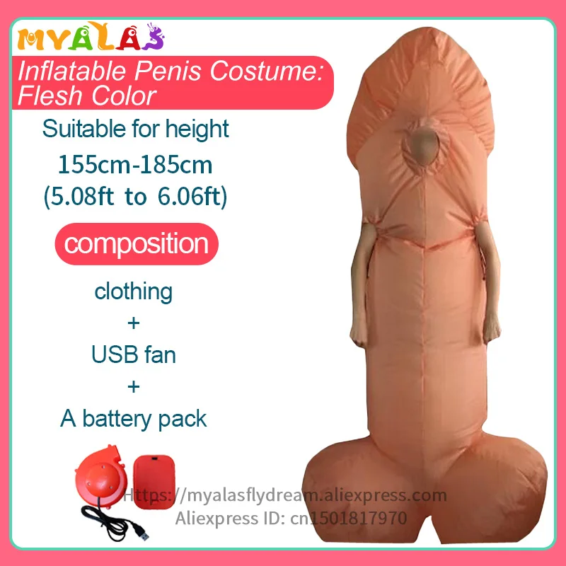 Flesh penis Надувной костюм для туалета, костюм для унитаза, надувной костюм, карнавальный костюм для пениса, сексуальный костюм Вилли, ручка, ночной косой банан - Цвет: Flesh penis