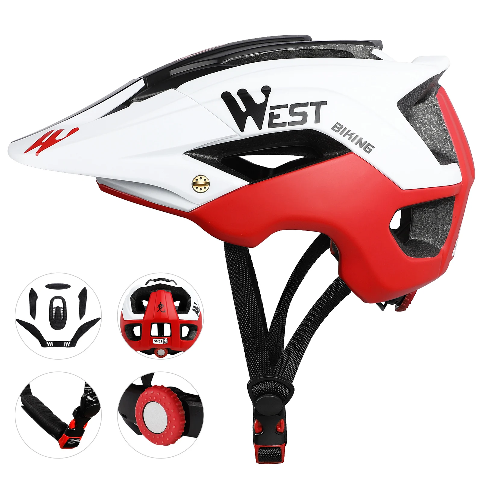 Bike Helmet with Soft Removable Lining Pad &amp Visor Adjustable Men Women Trail Racing In-mold Cycling Bicycle | Спорт и