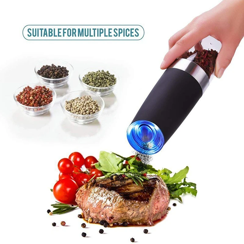 Electric Pepper Grinder Easy Salt Spice Herbal Containers With Induction Lights for Cleaning Home Kitchen Cooking BBQ Tools | Дом и сад