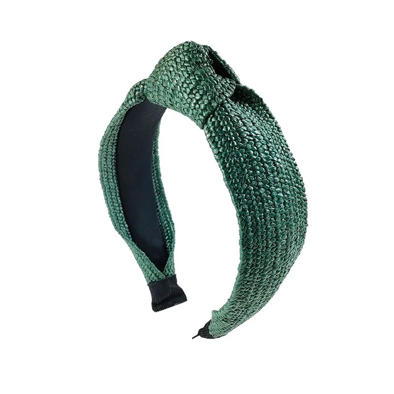 Многоцветный Плетеный ободок из рафии темпераментные широкие боковые