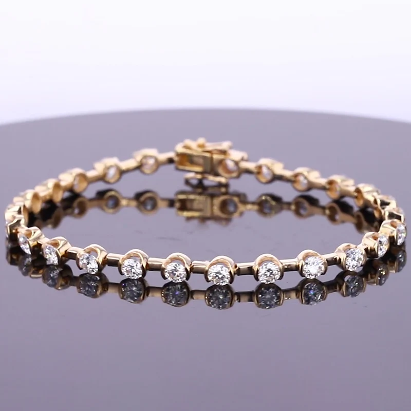 Браслет из 14-каратного золота с муассанитом цвет D 3 5 мм очаровательные ювелирные