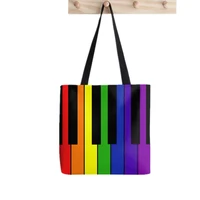 women shopper bag rainbow piano printed kawaii bag harajuku shopping canvas shopper bag girl handbag tote shoulder lady bag