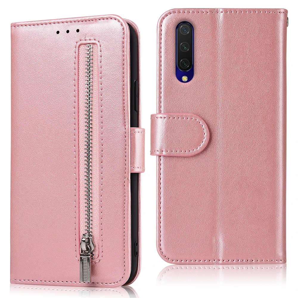 61zipper--Pink Для Xiaomi mi A3 чехол на молнии роскошный флип-кошелек кожаный чехол для Xiaomi mi A3 Coque для Xiaomi mi A3 чехол для телефона откидная крышка - Цвет: 61zipper--Pink