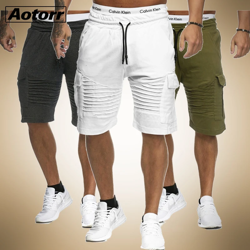 

Summer Cargo Shorts Men 2021 Casual Trunks Fitness Workout Beach Shorts Man Breathable Cotton Gym Short Trousers Stripe Shorts