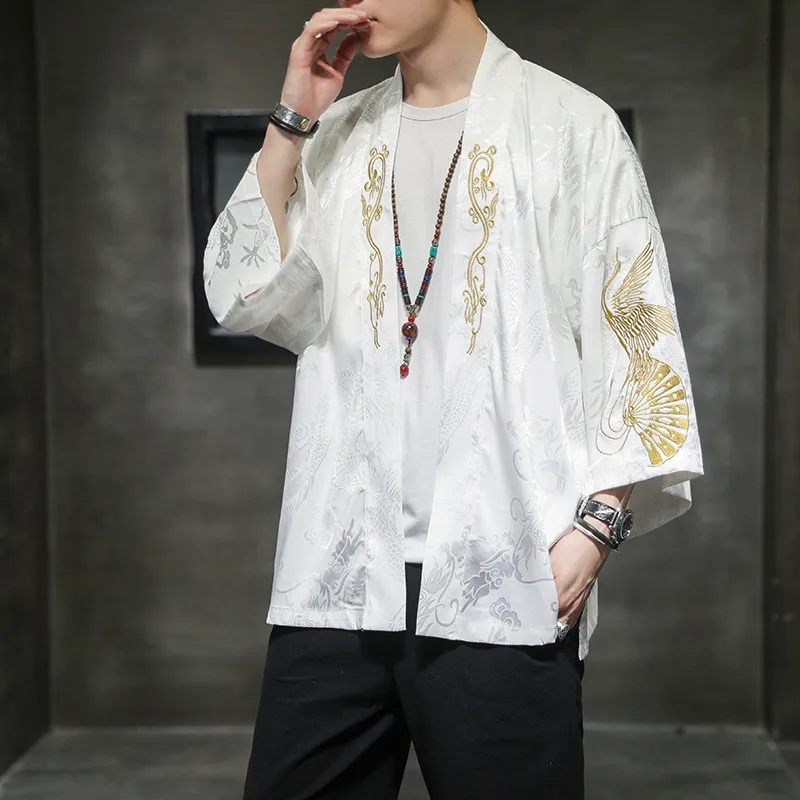 Короткий Мужской халат ханьфу в китайском стиле свободный трендовый Топ