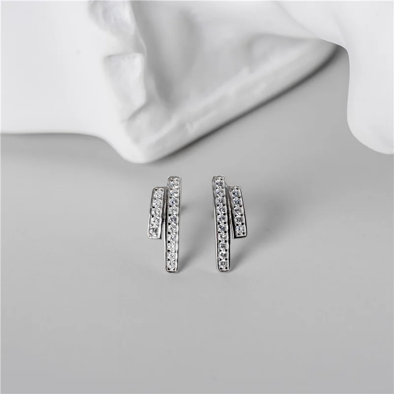 

SODROV Minimalist Jewelry 925 Silver Personality Creative Earrings for Women Stud Earrings Silver Jewelry 925 Earrings