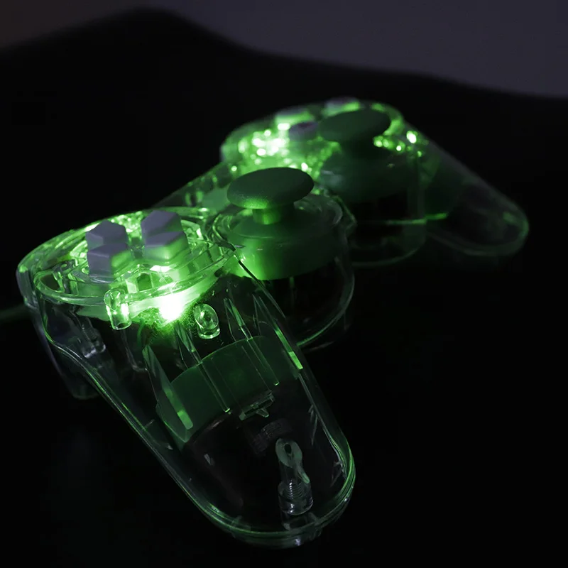 Прозрачный светодиодный проводной USB геймпад двойной вибрационный джойстик