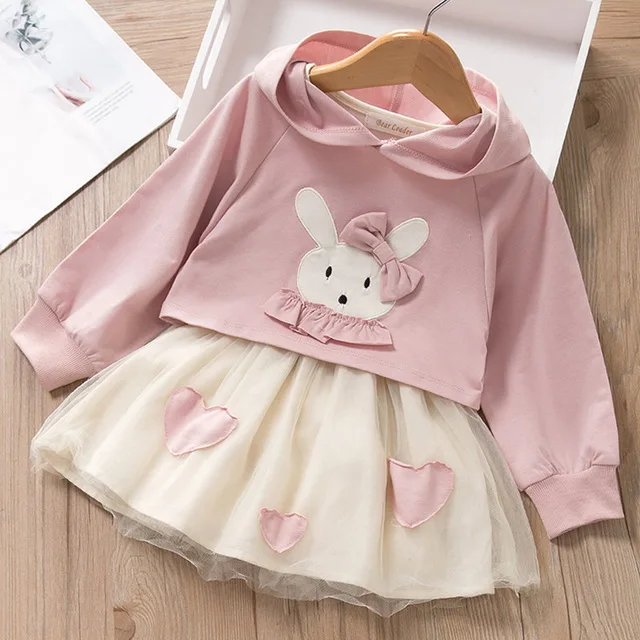 Pink AZ2203 Bear leader/платье для девочек; коллекция года; Повседневное платье для девочек; одежда для детей; бальное платье в горошек; детская одежда; платья для девочек; платье принцессы - Цвет: Pink AZ2203