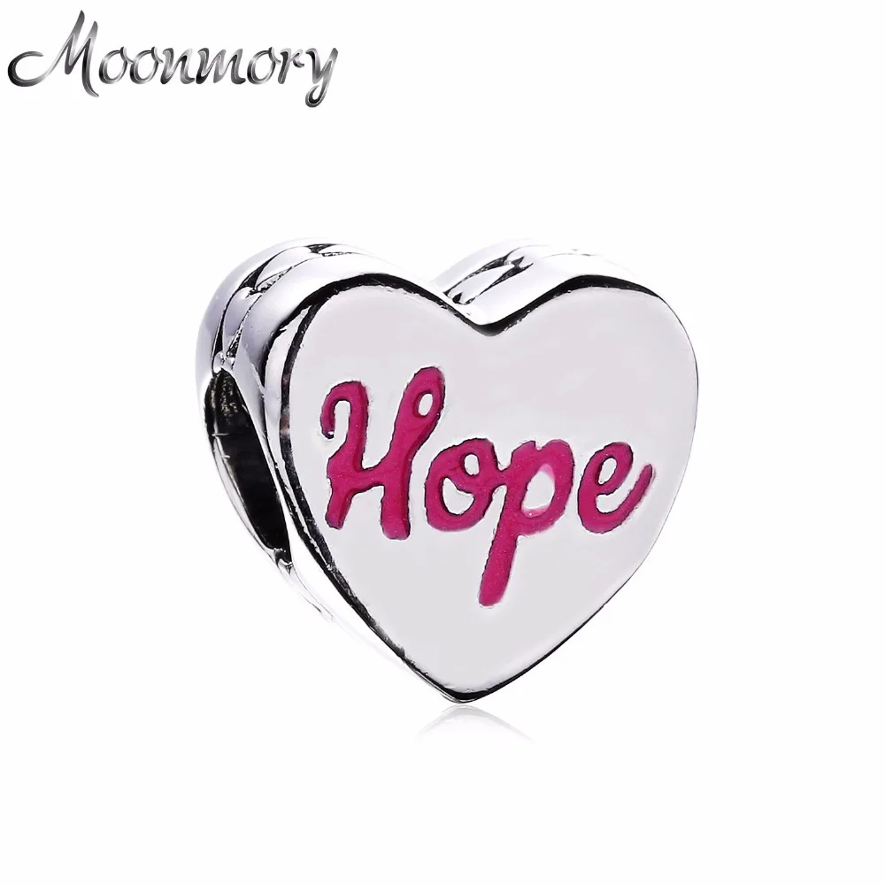 Moonmory розовый лента надежды реальные 925 пробы серебро шарик шарма сердца Форма