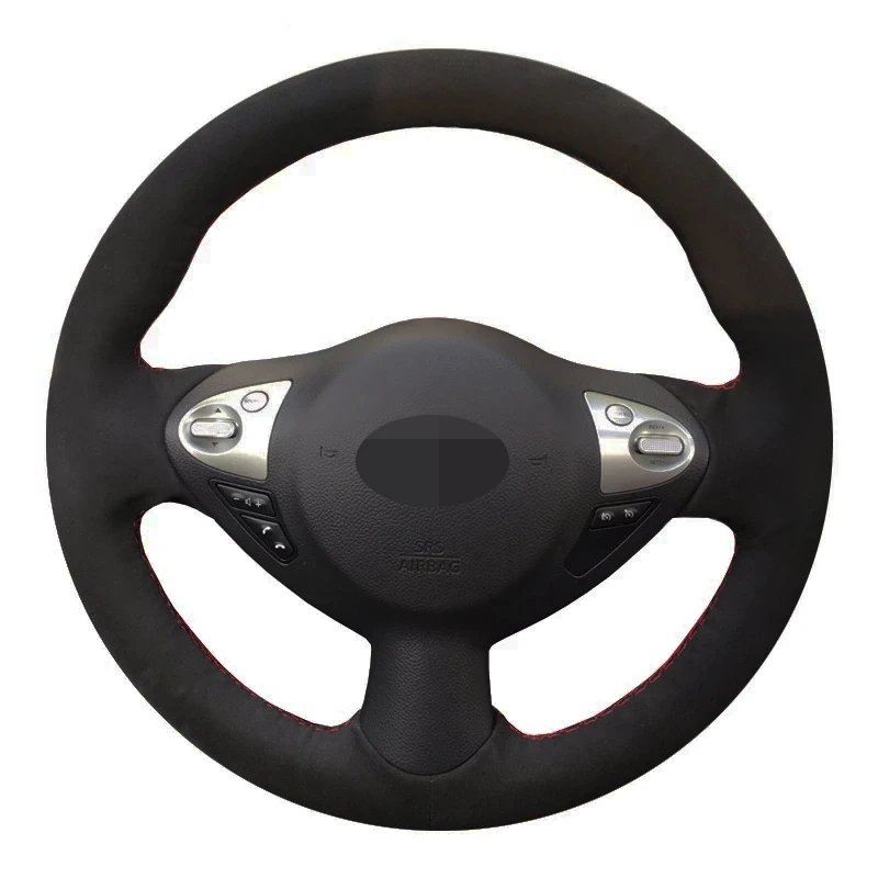 Osłona na kierownicę do samochodu antypoślizgowa czarna zamszowa do Infiniti FX FX35 FX37 FX50 Nissan Juke Nissan Maxima 2009-2014