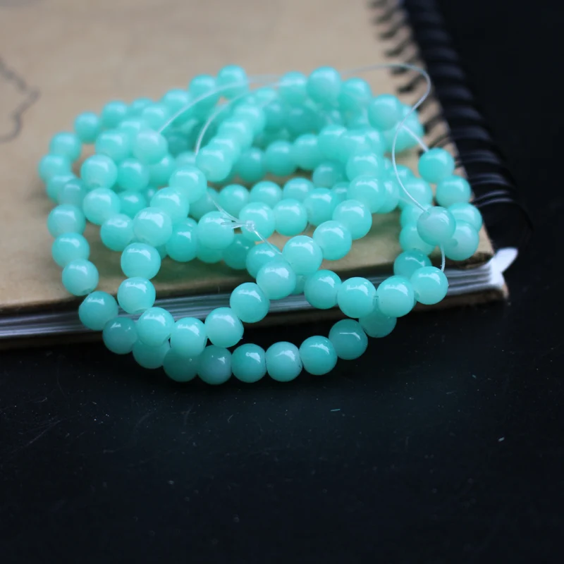 130 шт. 6 мм круглые бусины просто голубого цвета модные для браслетов сережек