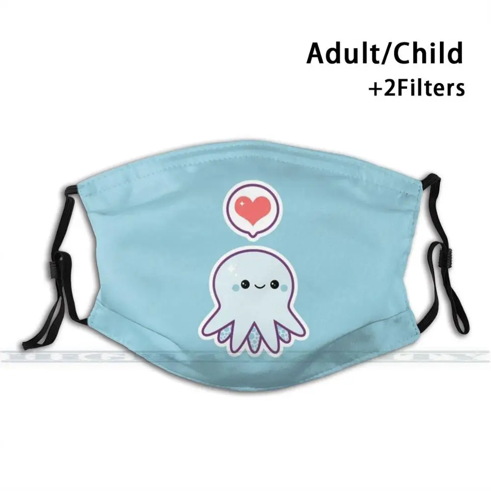 

Cute Blue Octopus Fashion Print Reusable Funny Pm2.5 Filter Mouth Face Mask Octopus Funny Ocean Sea Aquatic Marine