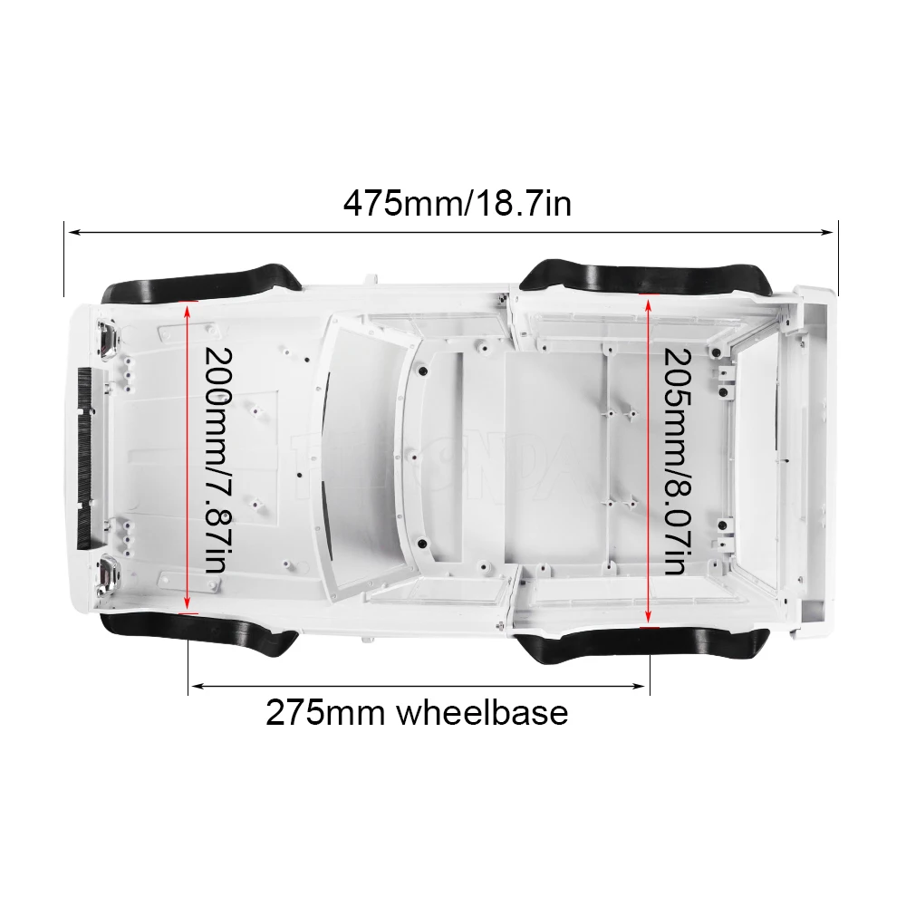 Комплект корпуса из твердого пластика 1:10 колесная база 275 мм для JEEP Cherokee XJ