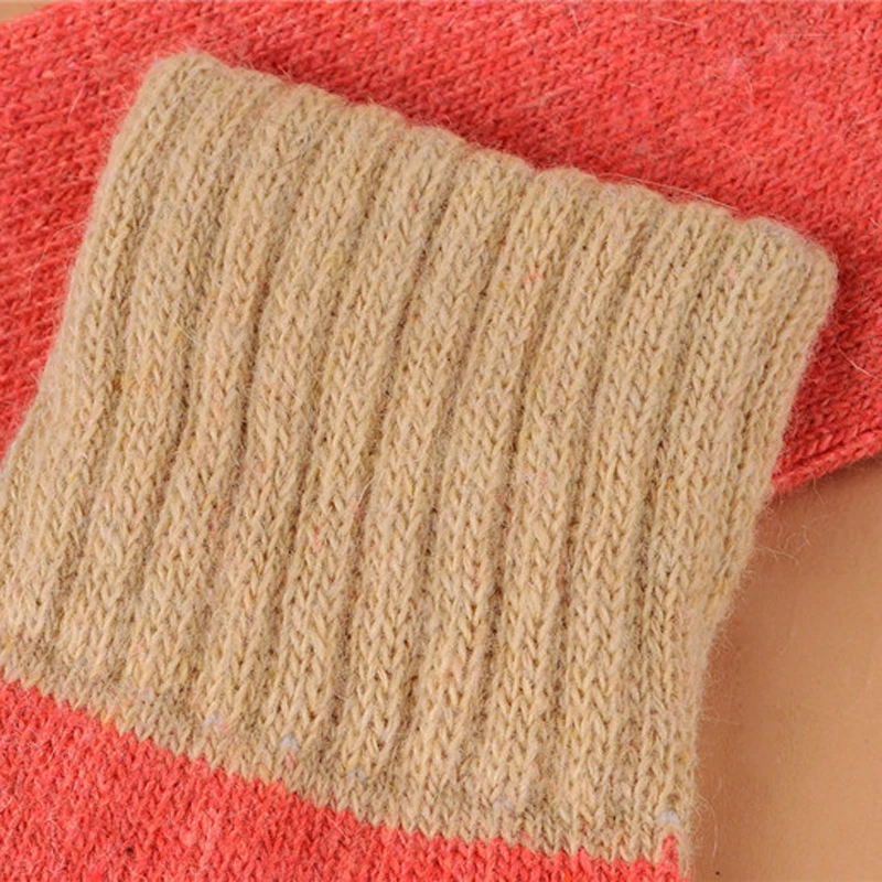 Женские зимние носки Meias теплые хлопковые вязаные в полоску синего коричневого