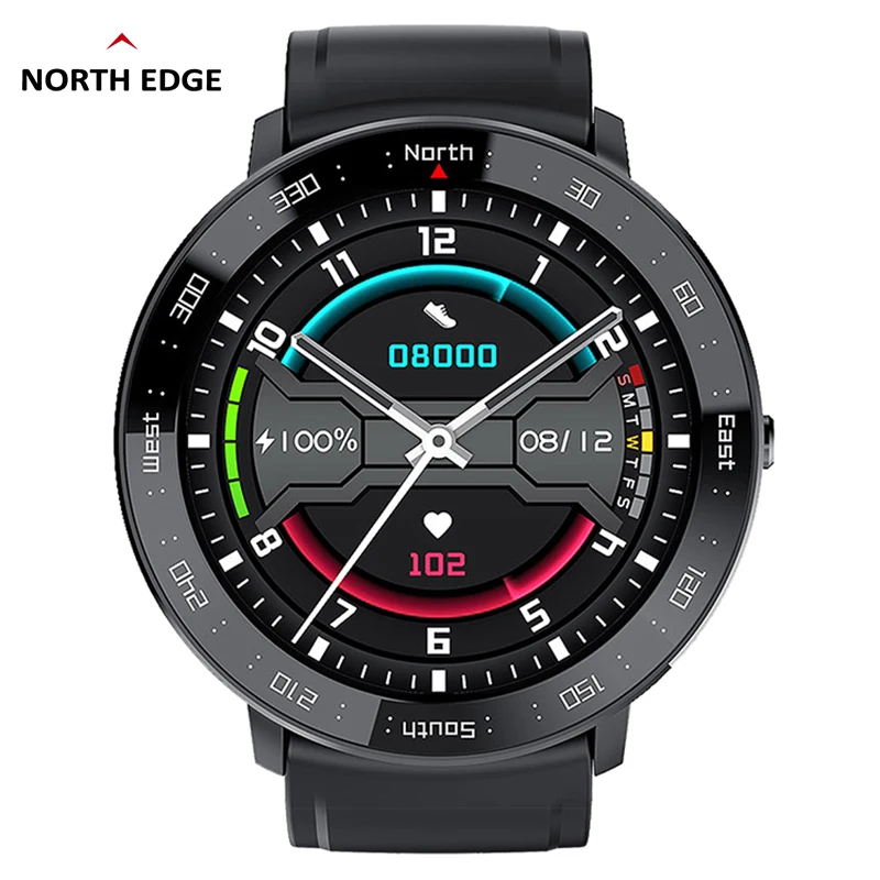 Мужские умные часы NORTH EDGE спортивные с пульсометром монитором артериального