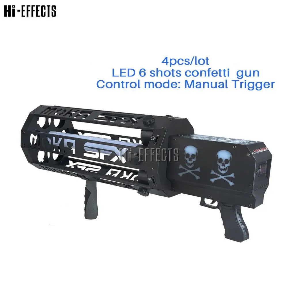 

4 шт./лот светодиодная пушка с конфетти, сценический эффект, 6 выстрелов, пушка с конфетти, машина для конфетти для свадьбы, празднования, сцен...