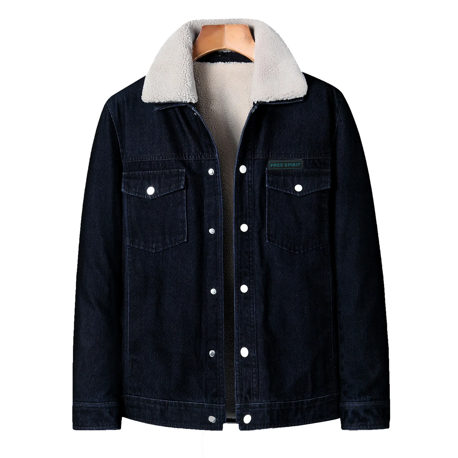 2021 Fashion New Men's Cotton Jacket Button Denim Corduroy Polar Fleece Warm Lapel Cotton Jacket Men  clothing