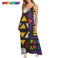 noisydesigns women sleeveless v neck plus size maxi dresses ankara geometry prints ladies summer sling long dress robe femme