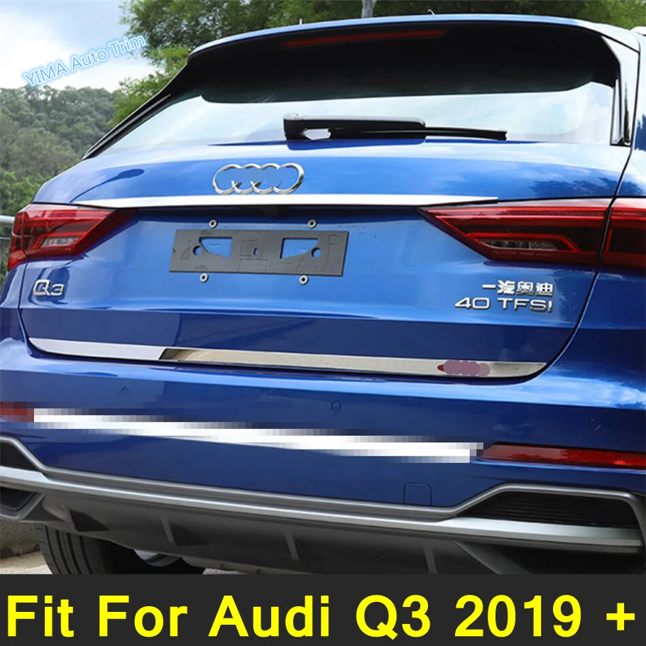 

Lapetus Auto Styling Rear Tailgate Trunk Door Panel + Upper Tail Door Protection Strip Cover Trim Fit For Audi Q3 2019 - 2022