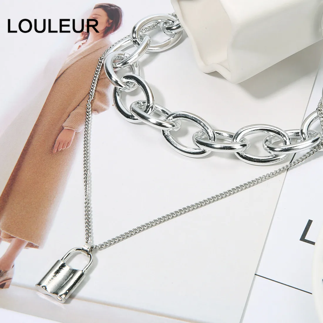 Louleur роскошные серебряные золотые браслеты с замком для ключей, очаровательные браслеты в виде сердца, браслеты для женщин и мужчин, широкая кубинская цепочка, ювелирные изделия из Дубаи