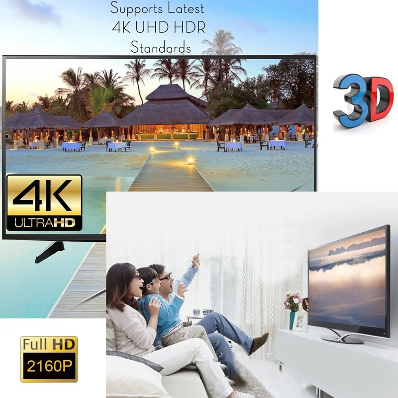 

4Kx2K 3X1 HDMI Cable Splitter 3D 4K UHD HDR Video Switcher Adapter 3 to 1 HDMI Hub for PS4 DVD HDTV PC Laptop TV