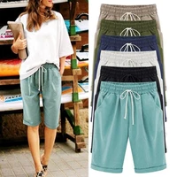 women oversized pants casual cotton drawstring waist loose pockets shorts summer baggy bottom wear 6xl