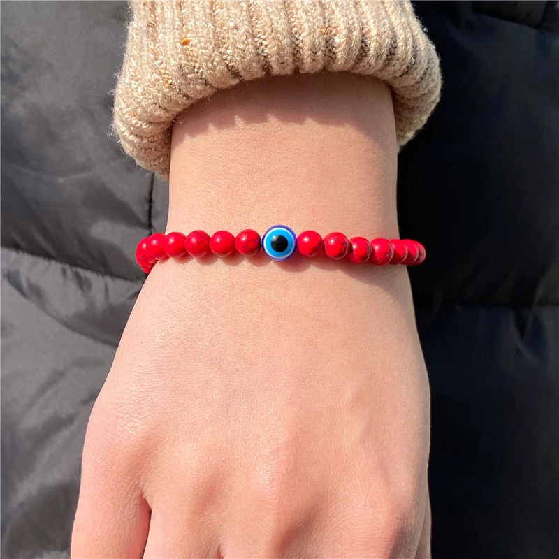 Натуральный камень оникс вулканические бусины браслет модные Турецкий Дурной