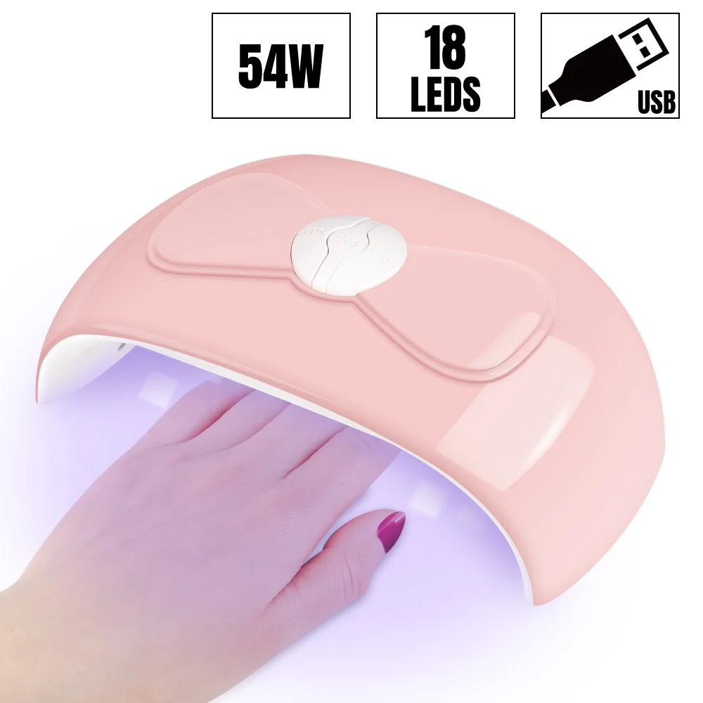 54W 18Pcs LEDs Dmoley 54 Вт УФ светодиодная лампа для сушки ногтей для всех типов геля 18 шт. светодиодный светильник для ногтей с USB зарядкой маникюрные инструменты для ногтей - Цвет: 54W 18Pcs LEDs