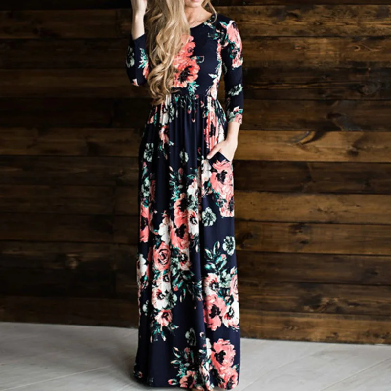 Женское платье макси с коротким рукавом белое Повседневное в пол цветочным