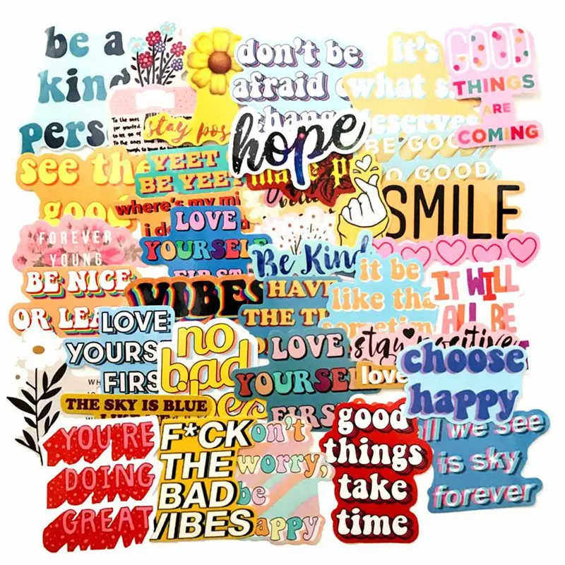 40 шт. вдохновляющие наклейки на английском граффити разные цвета стили слова