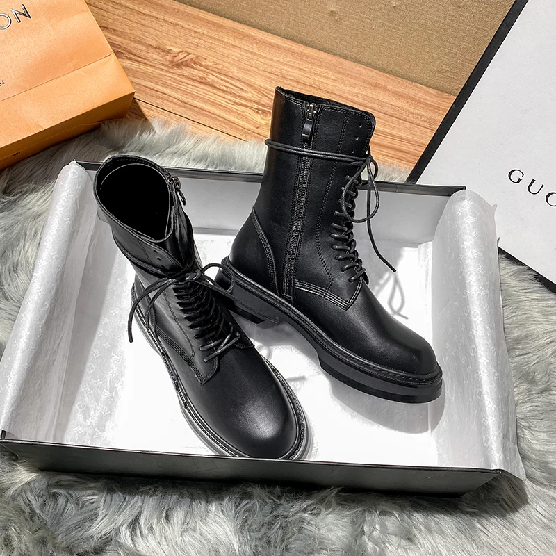 2021 Women's Boots Winter Boots Warm Shoes Black Punk Moto Martin Boots