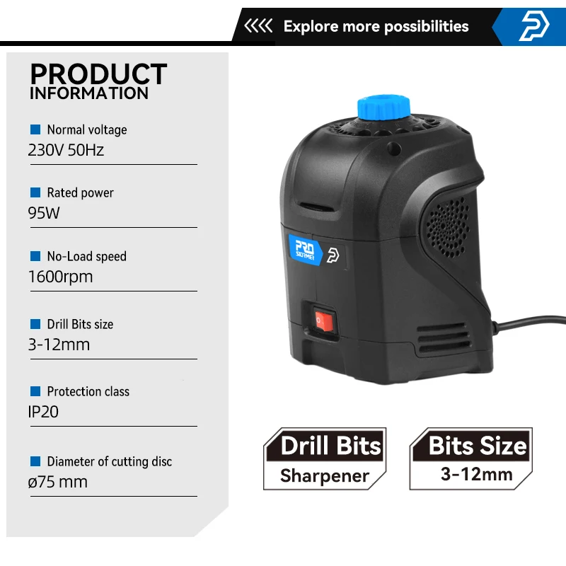 Электрическая точилка для сверл 3-12 мм Шлифовальный станок спиральных 95 Вт