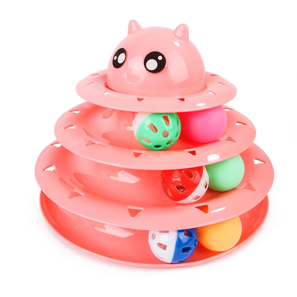 

Roller Cat Toys 3 Level Towers Tracks Roller with Six Colorful Ball Interactive Kitten Fun Mental Physical Exercise Puzzle Toys
