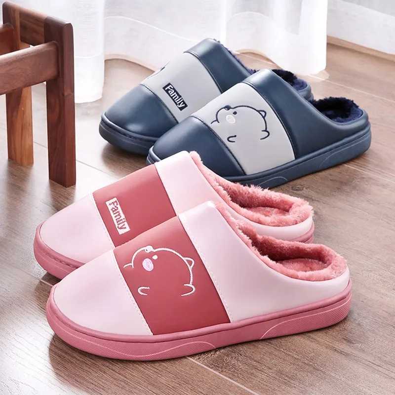

Cartoon Bear Winter Women Slippers Fashion Animal Home Slip On Warm House Shoes Men Lovers Boys Girls Indoor Fur Slides