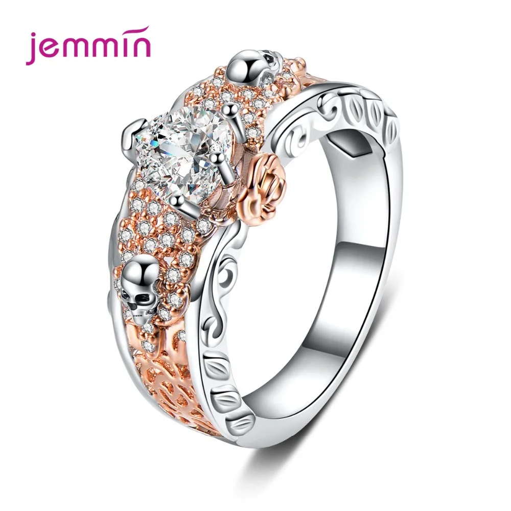 Бутик для женщин и мужчин готический панк стиль череп кольца Скелет Сердце CZ