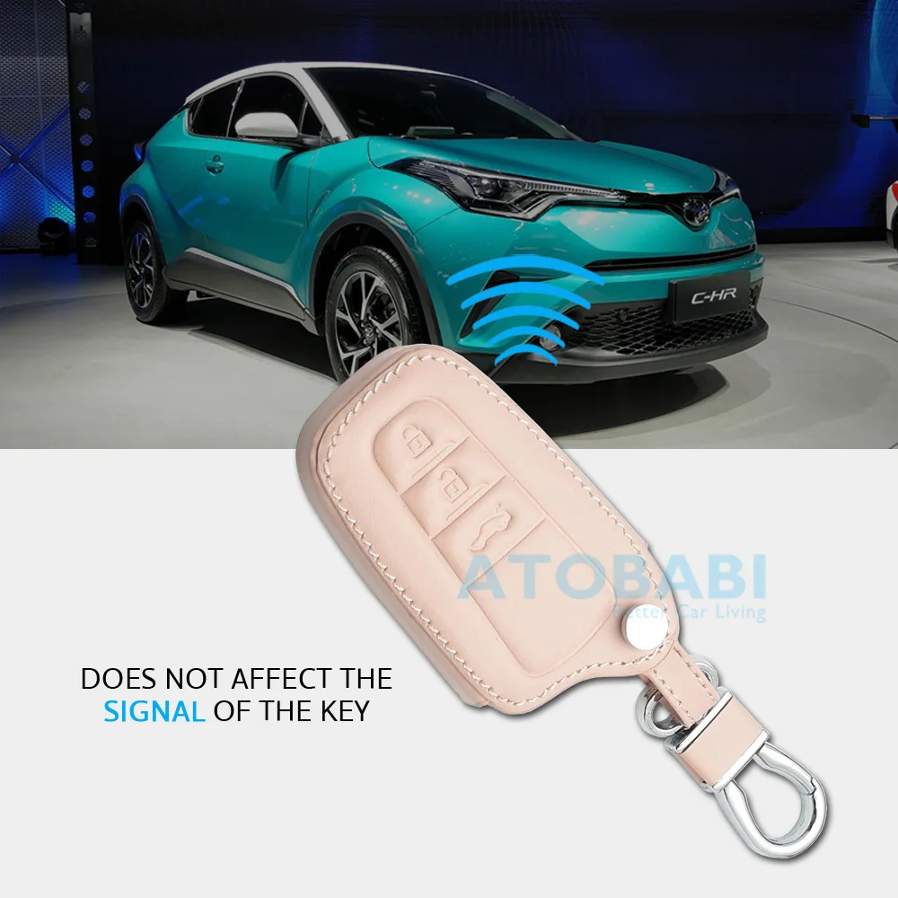 Кожаный чехол для автомобильного ключа Toyota Camry 2017 2018 CHR C HR Prius Corolla RAV4 3 кнопки