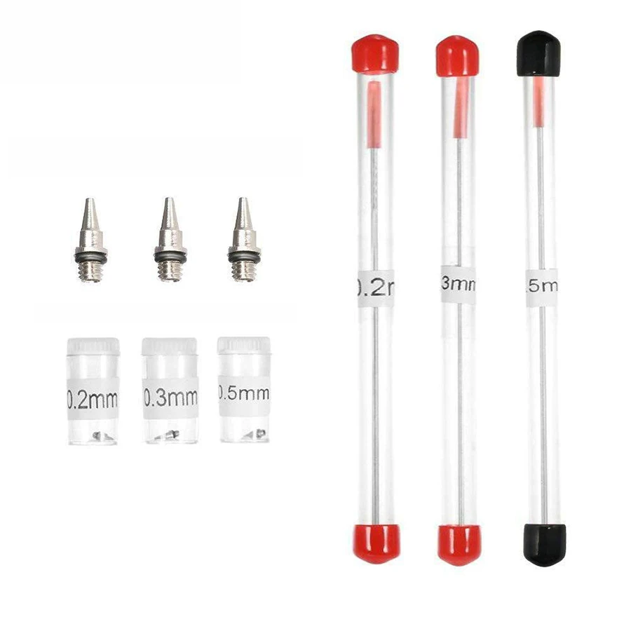 0.2 0.3 0.5mm nozzle 0,2 мм/0,3 насадки Аэрограф 7cc чашка с 11 шт набор чистящие принадлежности пистолета-распылителя украшения торта кисточки для маникюра воздушная щетка - Цвет: 0.2 0.3 0.5mm nozzle