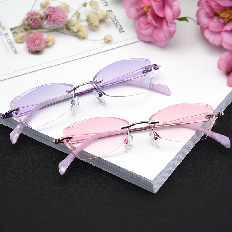 Очки для женщин модные Очаровательные очки без оправы с бриллиантами оправа